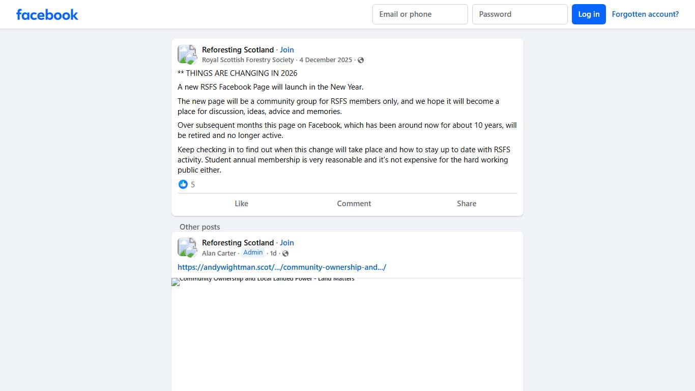 Reforesting Scotland ** THINGS ARE CHANGING IN 2026 Facebook